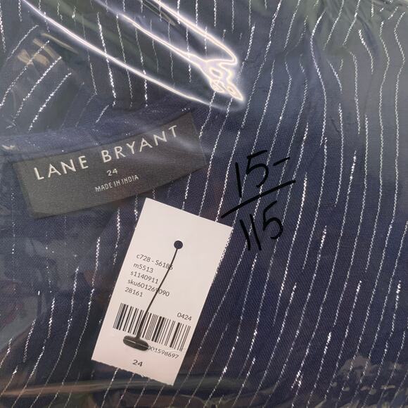 NEW $99 Lane Bryant SIZE 24 Blue Silver Striped V-Neck Sleeveless Jumpsuit - Picture 12 of 12